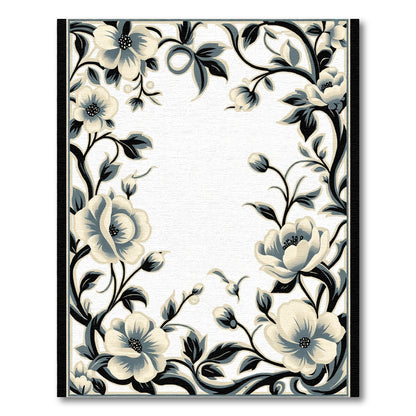 Classic Cream Black Floral Vine Rug