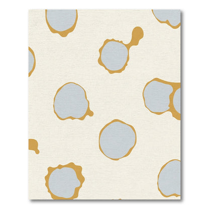 Abstract Mustard Blue Cloud Shapes Rug