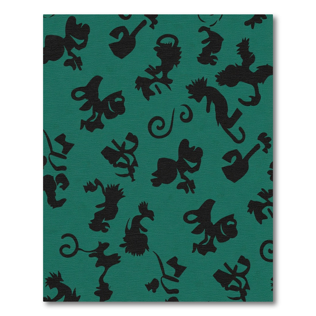 Teal Black Whimsical Creature Swirl Rug