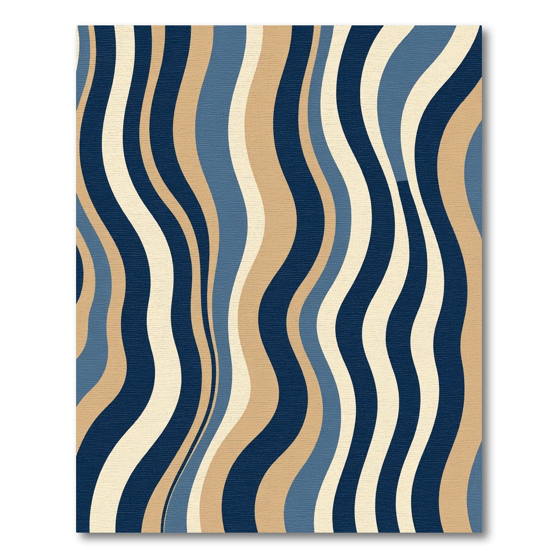 Retro Wavy Stripe Blue Tan Rug