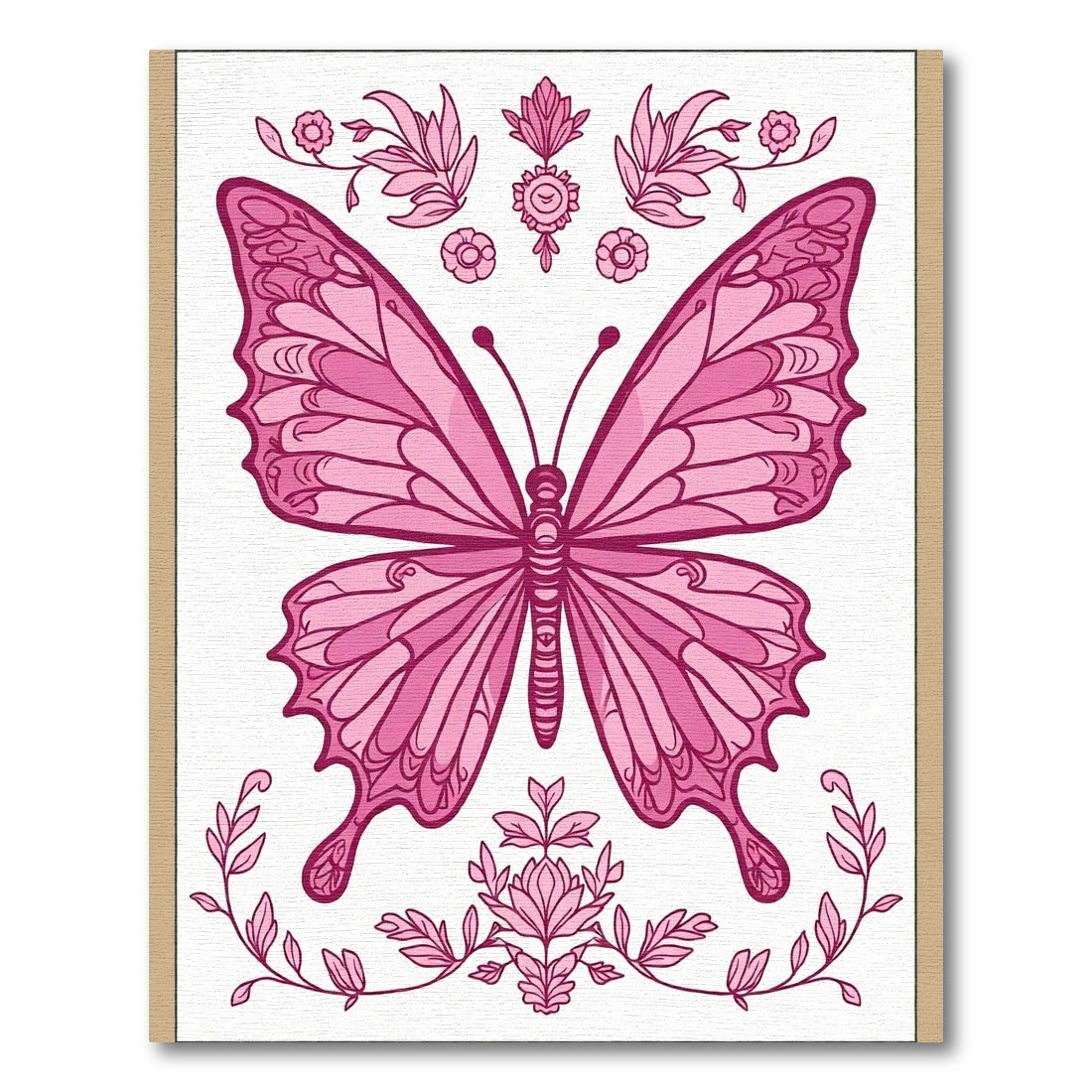 Pink Butterfly Floral Garden Art Rug