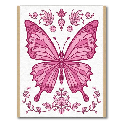 Pink Butterfly Floral Garden Art Rug