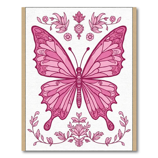 Pink Butterfly Floral Garden Art Rug