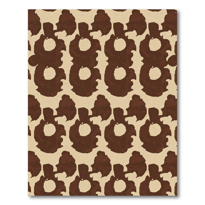 Earthy Brown Organic Abstract Circles Rug
