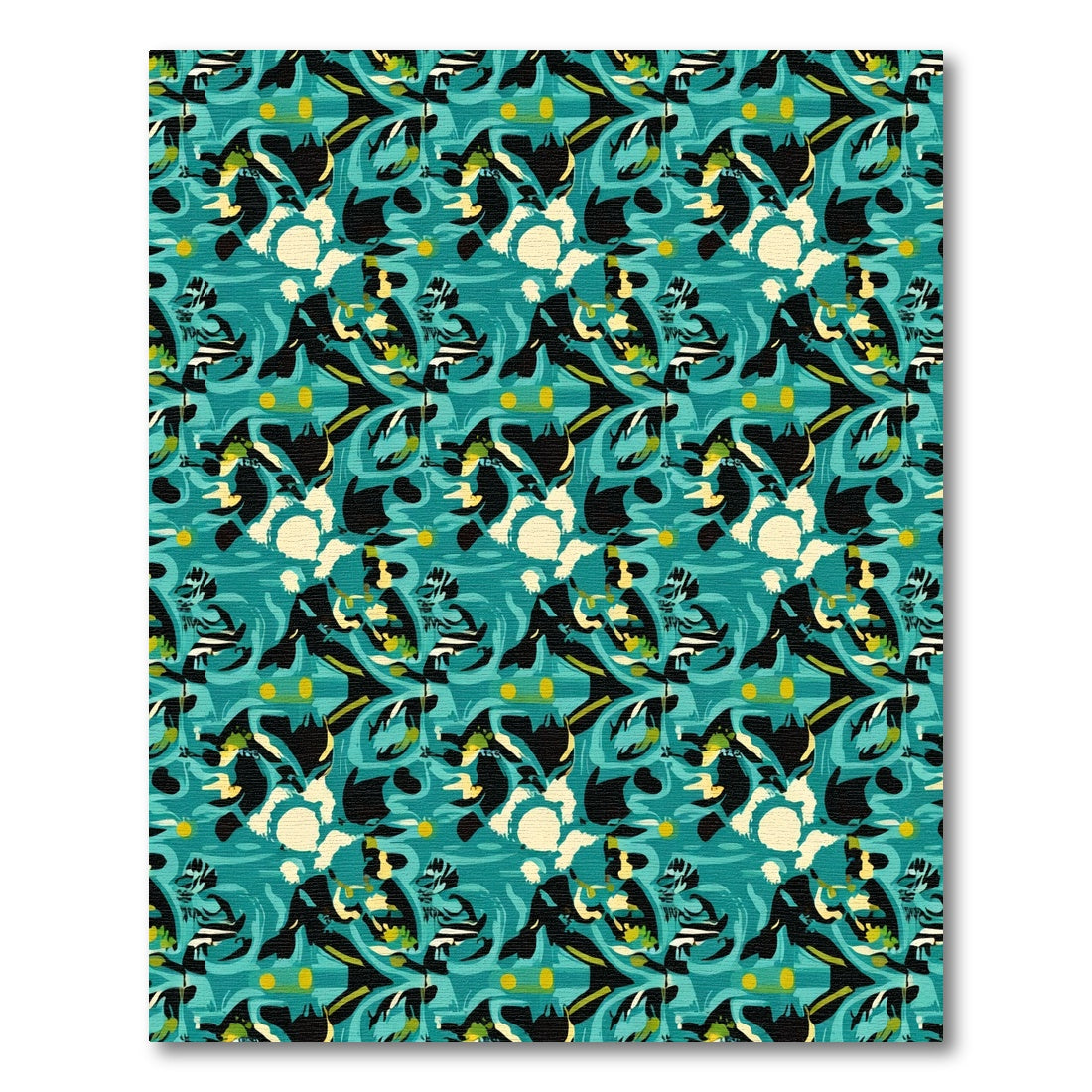 Abstract Teal Black Yellow Flow Rug