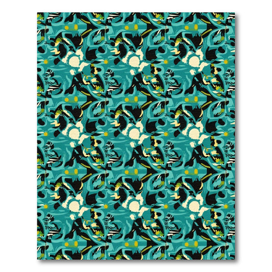 Abstract Teal Black Yellow Flow Rug