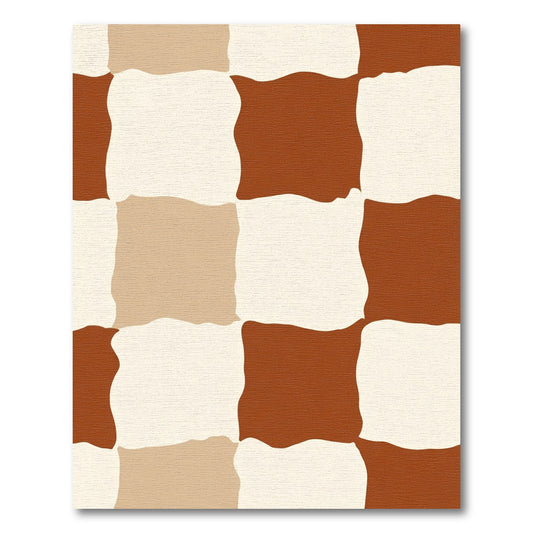 Rich Terracotta Checkerboard Organic Squares Rug