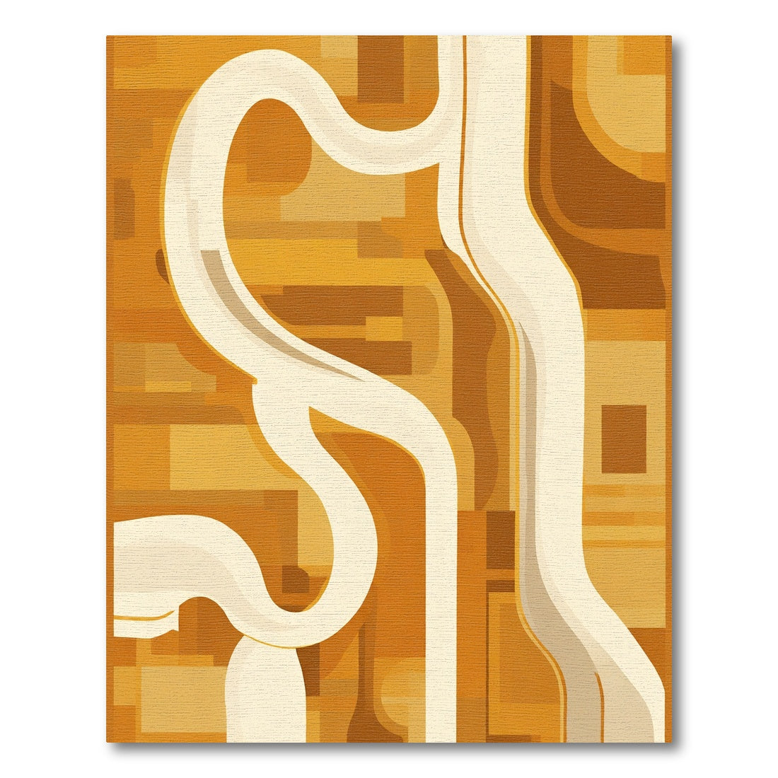 Golden Orange Abstract Flow Rug