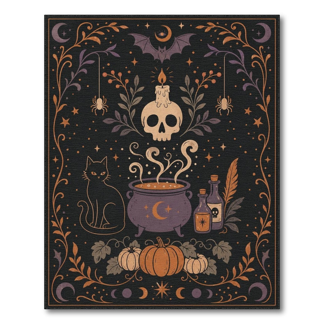 Multi-color and Patterns Mystic Cauldron Black Cat Area Rug