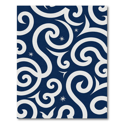 Deep Blue Swirl Starry Night Rug