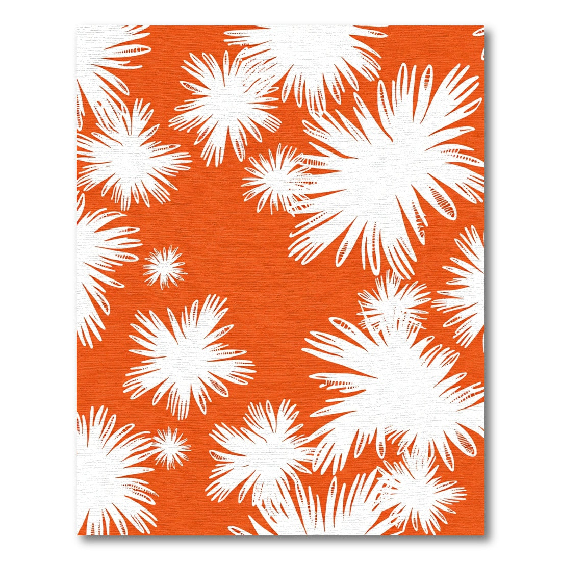 White Frayed Bloom Orange Rug