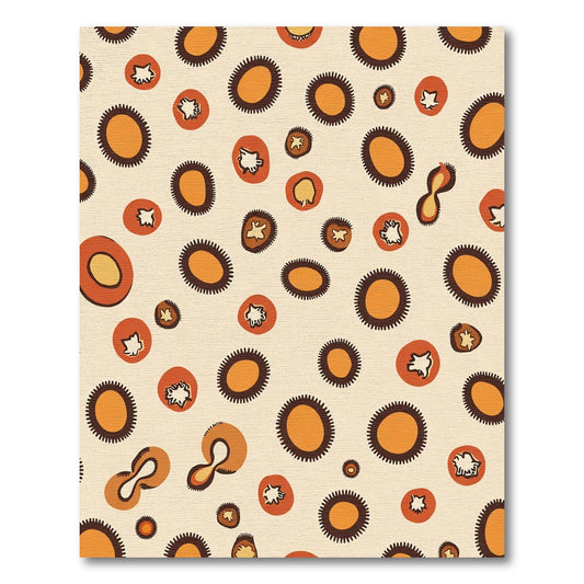 Orange Crimson Abstract Round Cells Rug