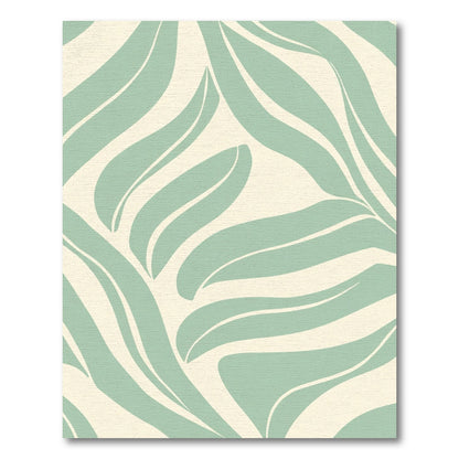 Soft Sage Green Abstract Leaf Rug