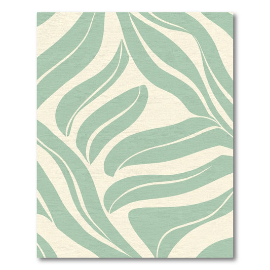 Soft Sage Green Abstract Leaf Rug