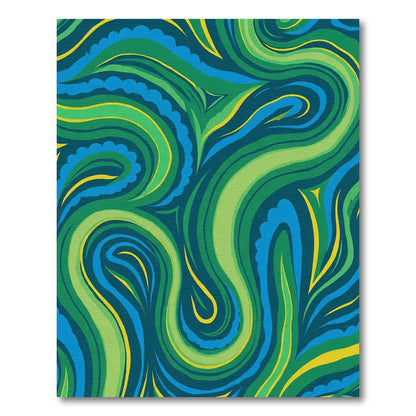 Deep Blue Green Swirling Abstract Rug