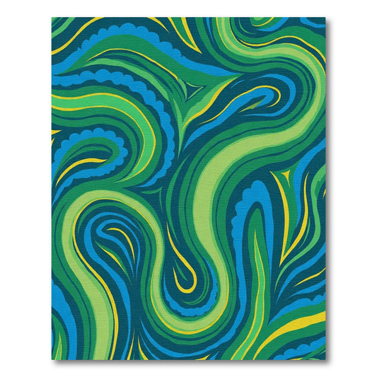Deep Blue Green Swirling Abstract Rug