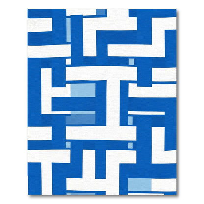 Bold Cobalt Geometric Interlock Rug