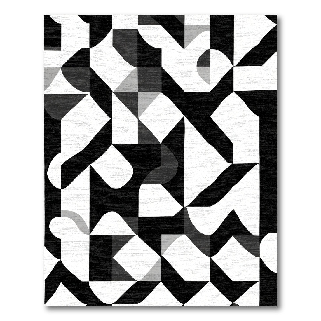Abstract Black White Geometric Harmony Rug