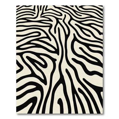 Zebra Stripe Cream Black Waves Rug