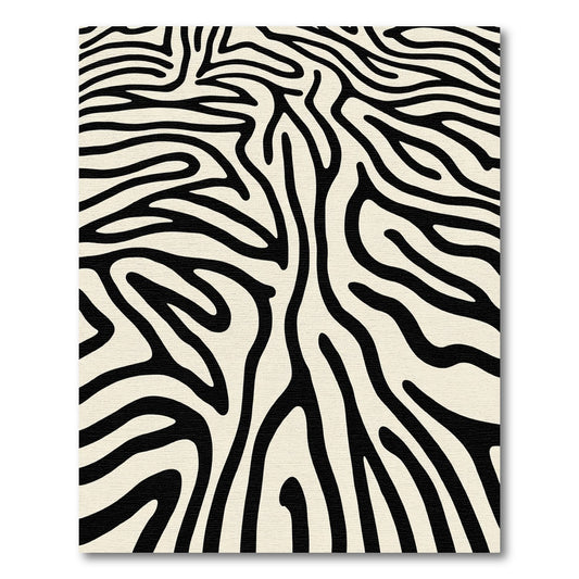 Zebra Stripe Cream Black Waves Rug