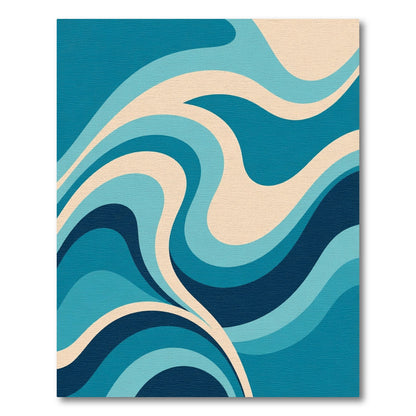 Retro Blue Cream Swirl Rug