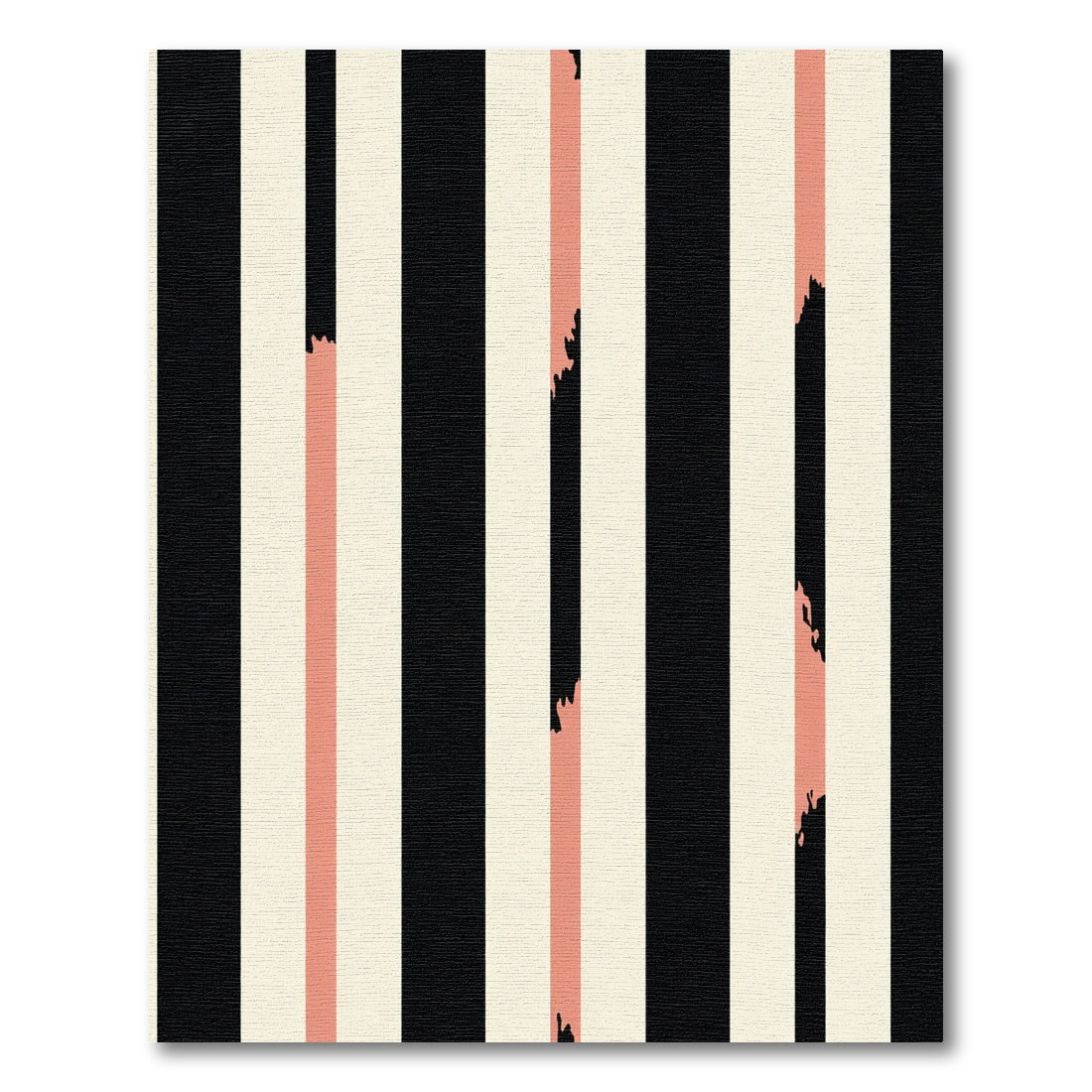 Bold Black Coral Abstract Stripes Rug