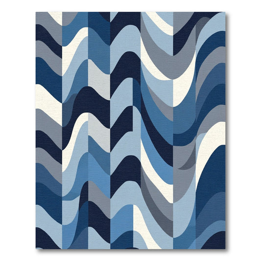 Blue Gradient Wavy Stripe Rug
