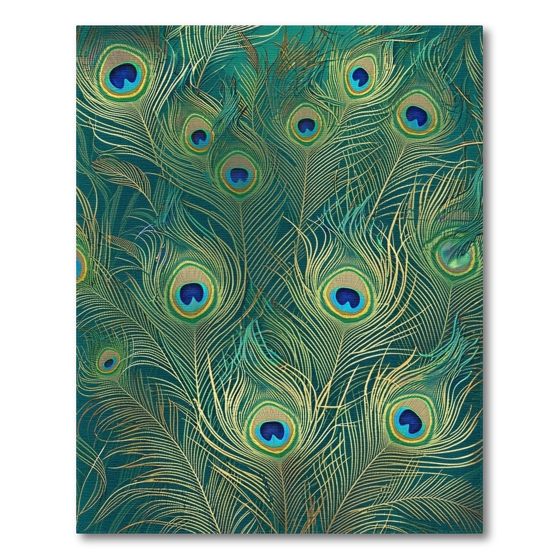 Peacock Feather Blue Teal Boho Area Rug
