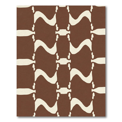 Brown Cream Abstract Organic Wave Rug