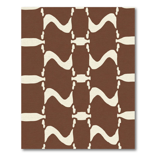 Brown Cream Abstract Organic Wave Rug