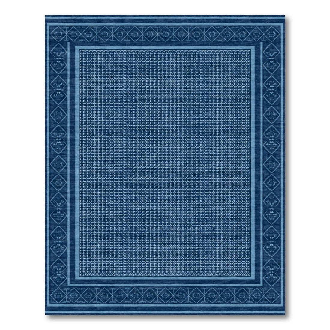 Deep Blue Traditional Geometric Lattice Rug
