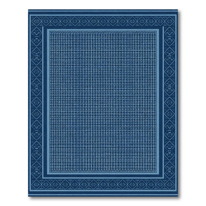 Deep Blue Traditional Geometric Lattice Rug