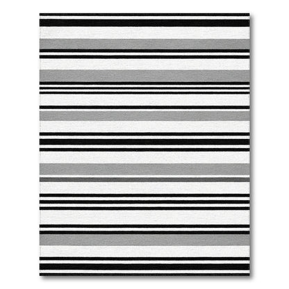 Black White Striped Geometric Area Rug