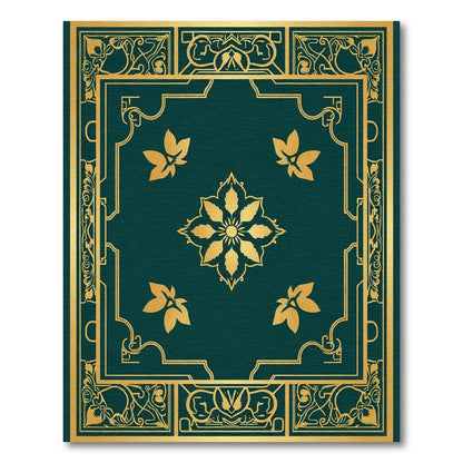 Golden Vine Floral Accents Teal Rug
