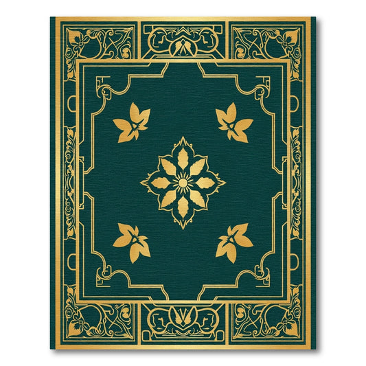 Golden Vine Floral Accents Teal Rug