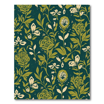 Deep Teal Verdant Floral Lattice Rug