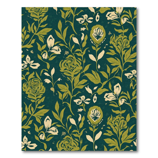 Deep Teal Verdant Floral Lattice Rug