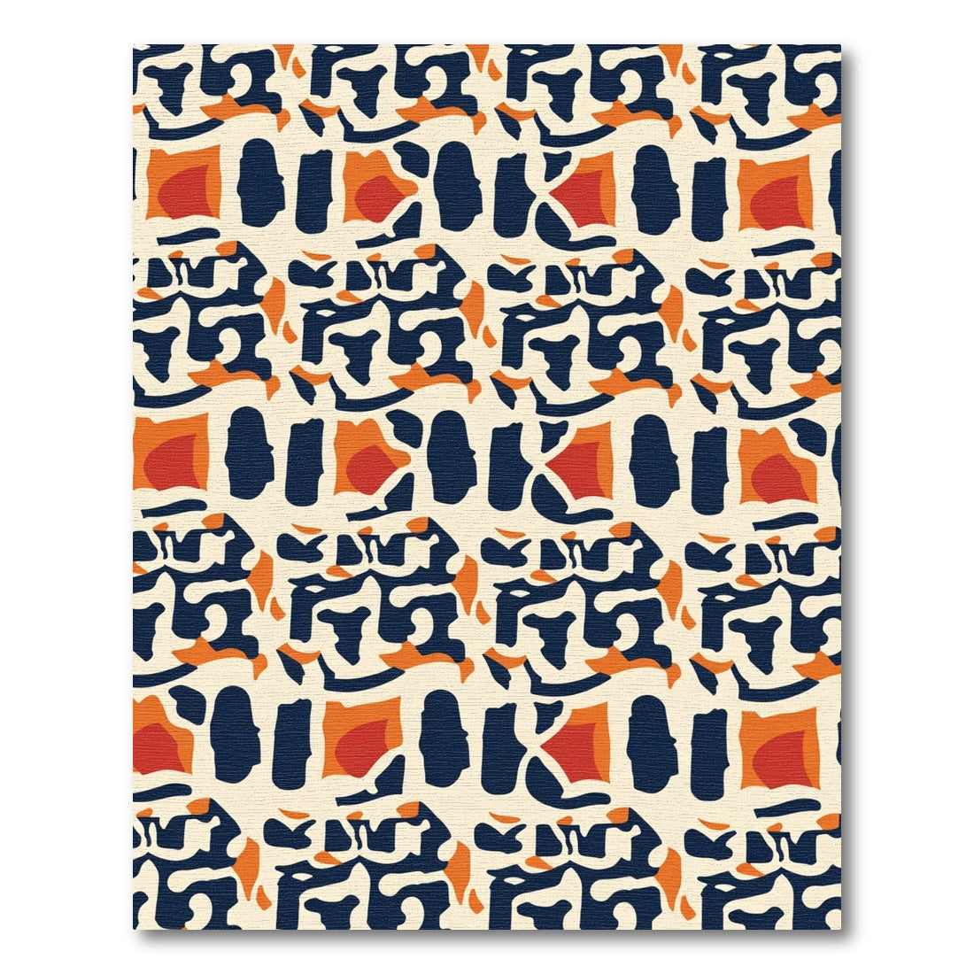 Abstract Ochre Red Midnight Shapes Rug