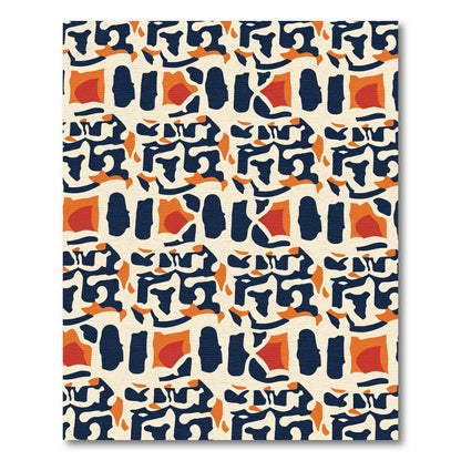 Abstract Ochre Red Midnight Shapes Rug