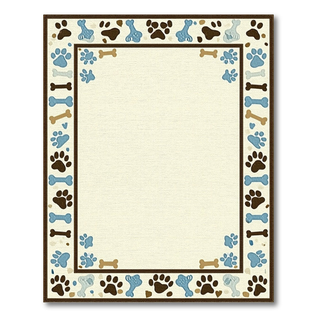 Blue Paw Print Bone Kids Area Rug