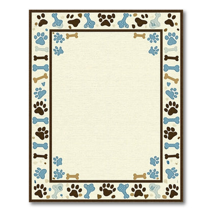 Blue Paw Print Bone Kids Area Rug
