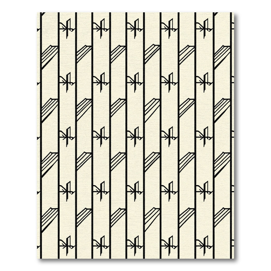 Cream Black Art Deco Geometric Stripes Rug