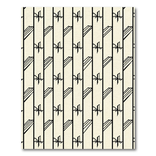 Cream Black Art Deco Geometric Stripes Rug