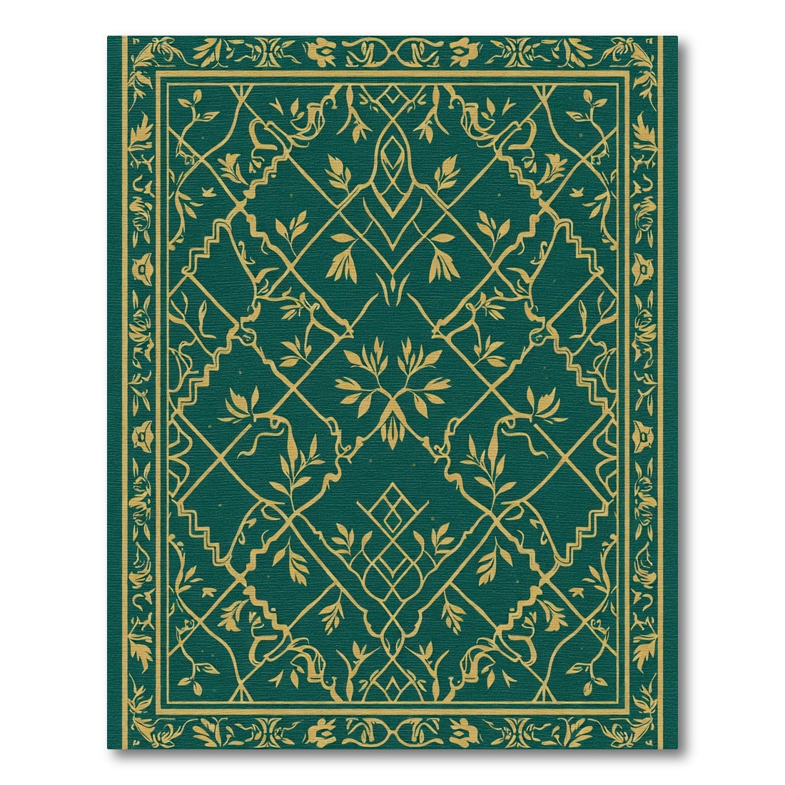 Emerald Gold Vine Lattice Rug