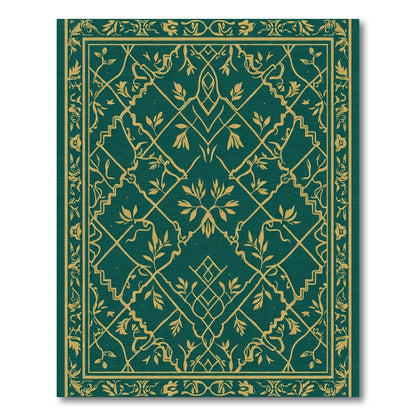 Emerald Gold Vine Lattice Rug