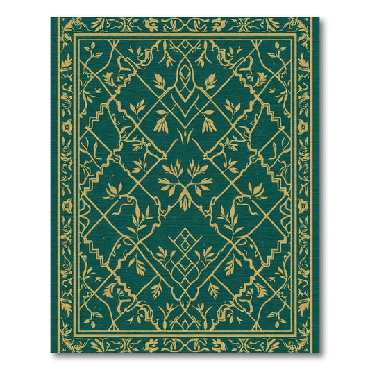 Emerald Gold Vine Lattice Rug