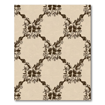 Dark Brown Repeating Floral Diamond Rug