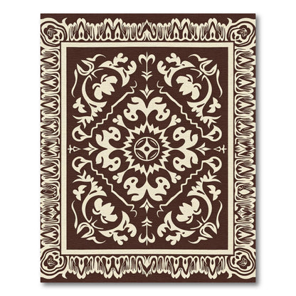 Brown Cream Floral Central Medallion Rug