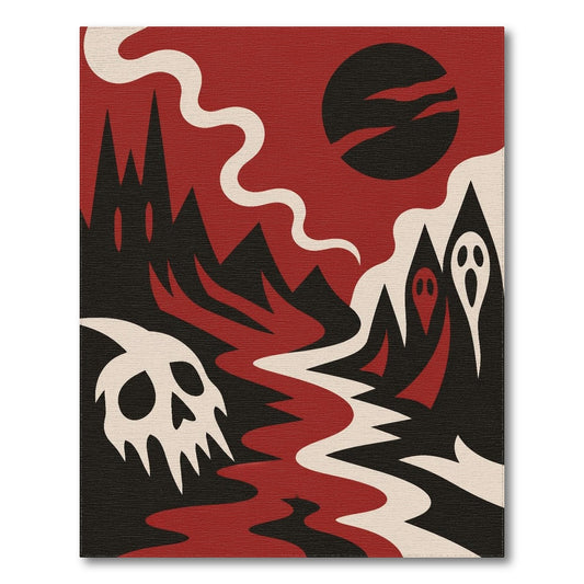 Red Ghost River Washable Area Rug