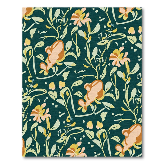 Earthy Peach Floral Vine Serenity Rug